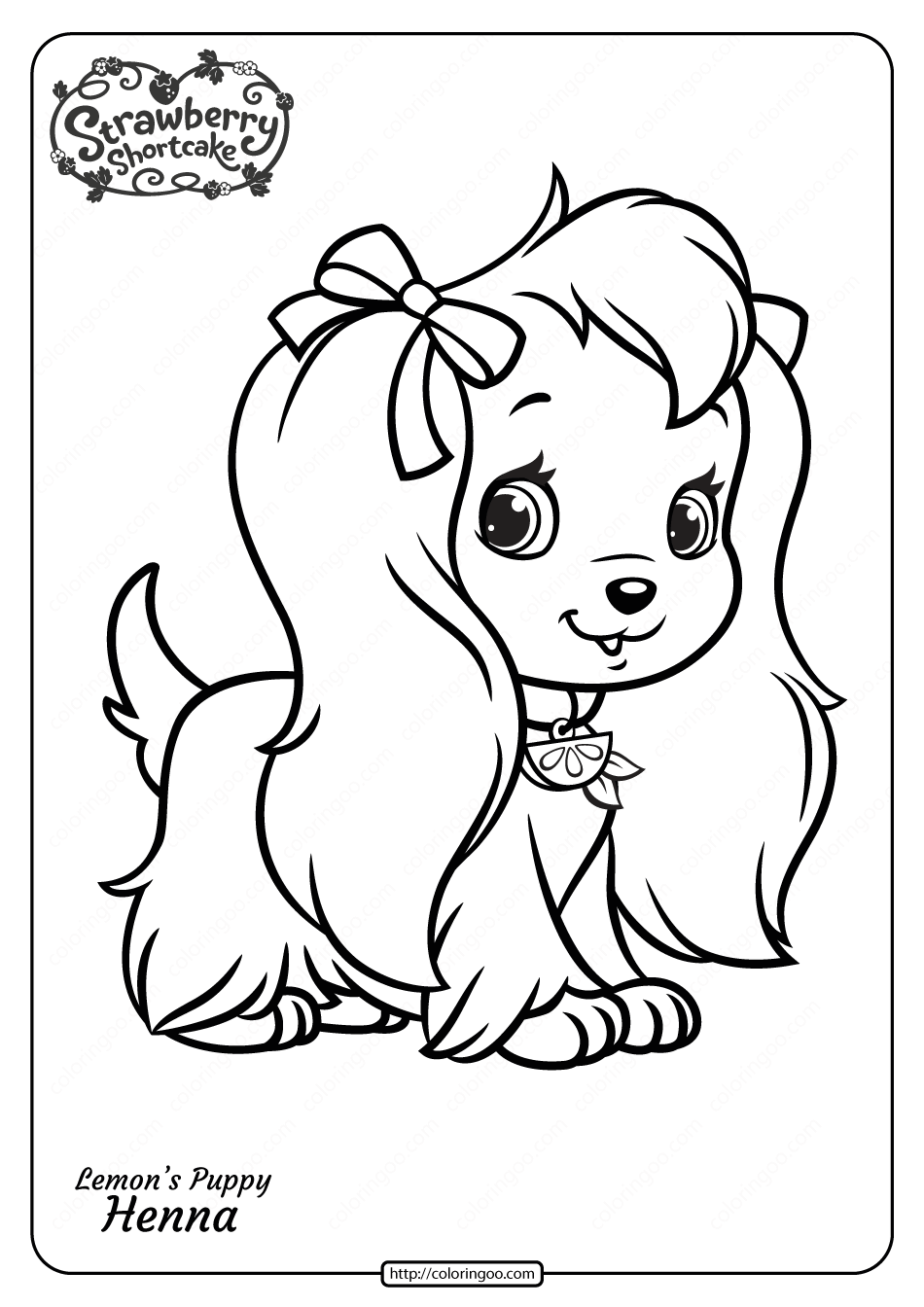 Free printable lemons puppy henna pdf coloring page