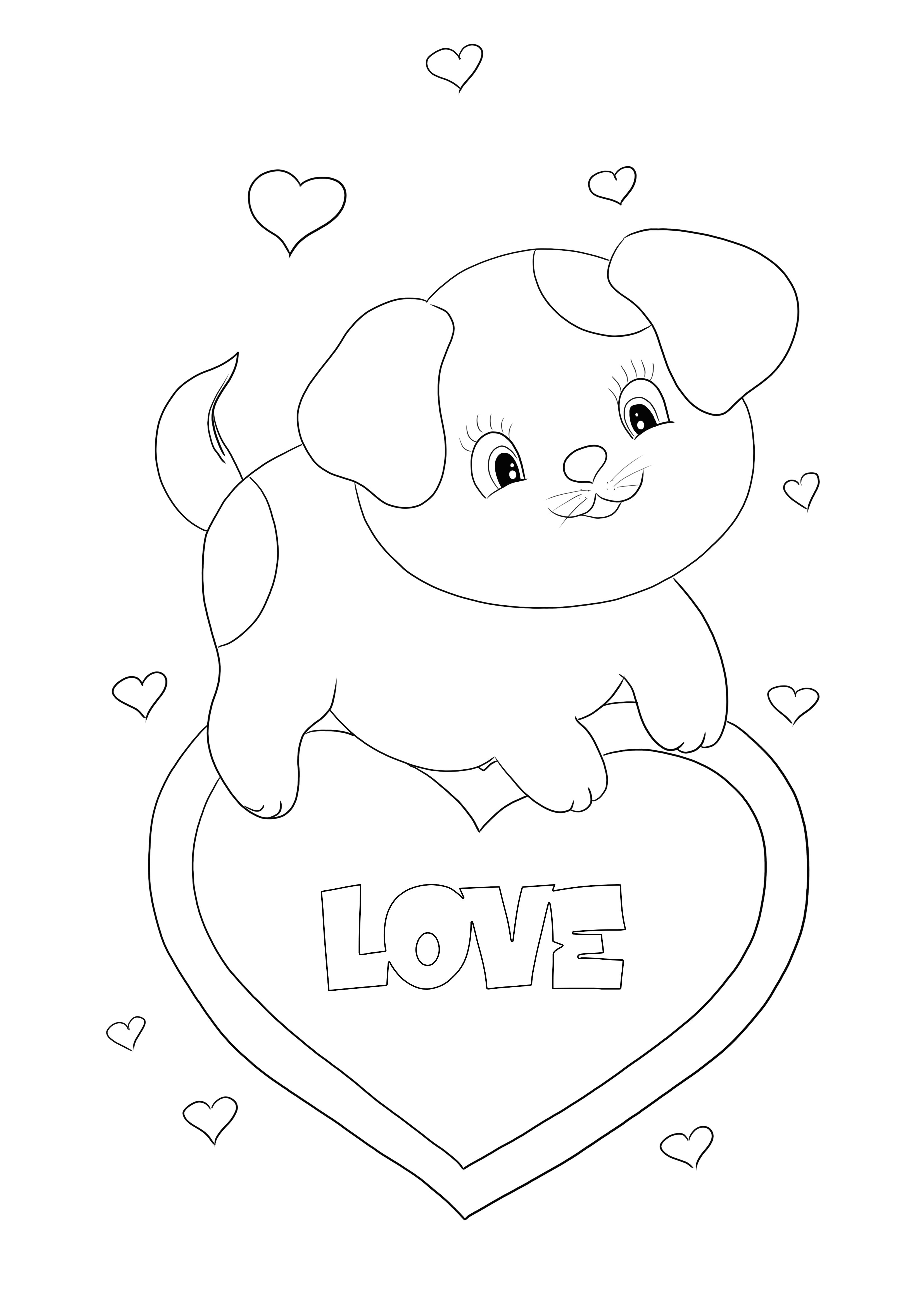 Kawaii puppy and a heart