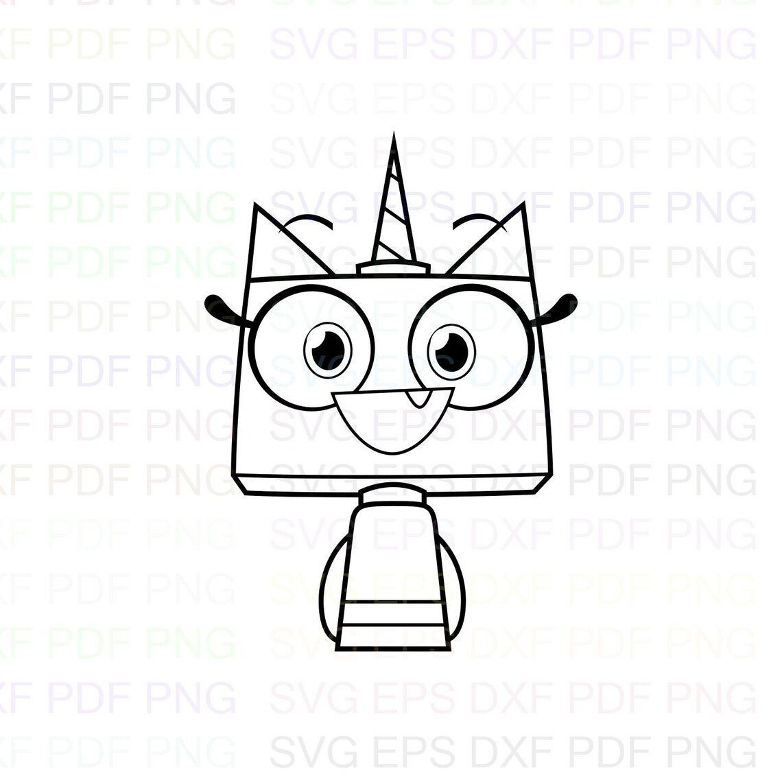 Unikitty outline svg dxf eps pdf png cricut cutting file vector clipart instant download