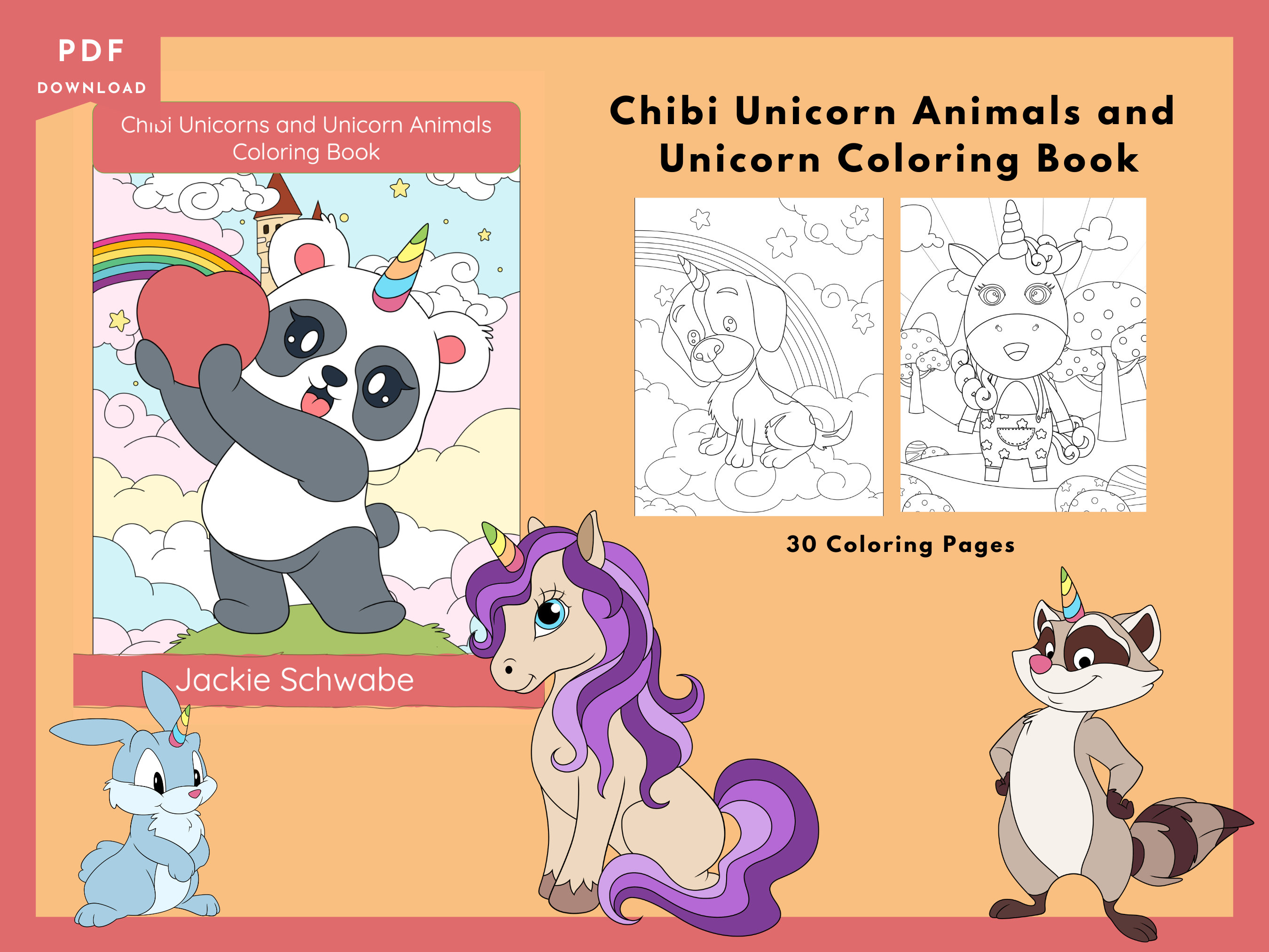 Printable coloring pages chibi unicorn animals and unicorn coloring book pages chibi kawaii us letter coloring book pgs letter