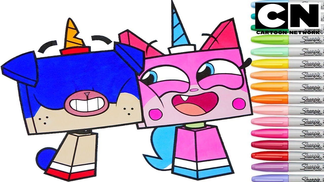 Unikitty coloring book pages puppycorn powerpuff girls blosso cartoon network rainbow splash