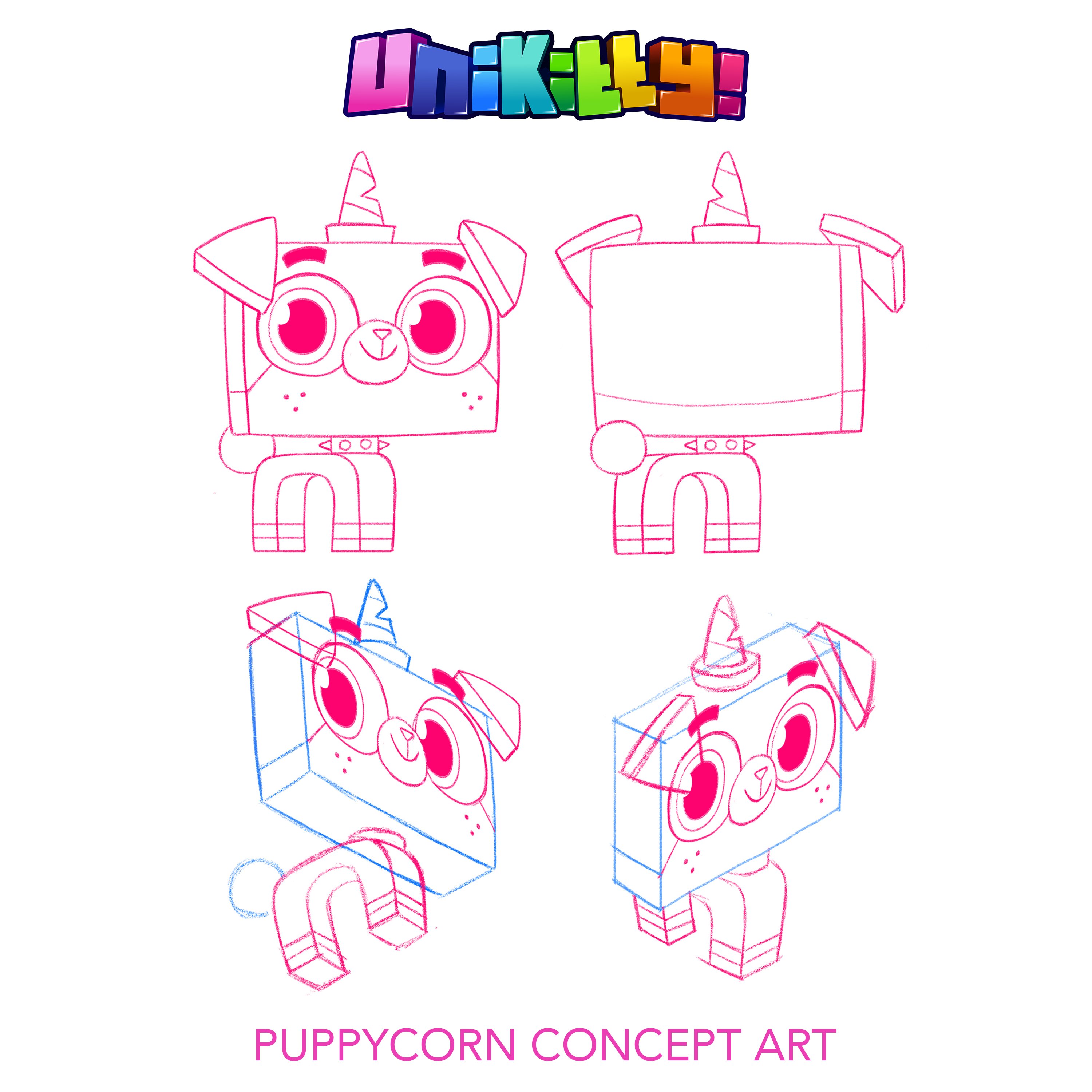 Crewnikitty on x final puppycorn early drawings by supervising producer aaron horvath color explorations by pepperfernandez different angles by lynnvwang unikittys little bro was a fun one to