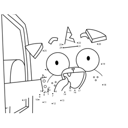 Happy puppycorn with head out of the car window unikitty dot to dot printable worksheet