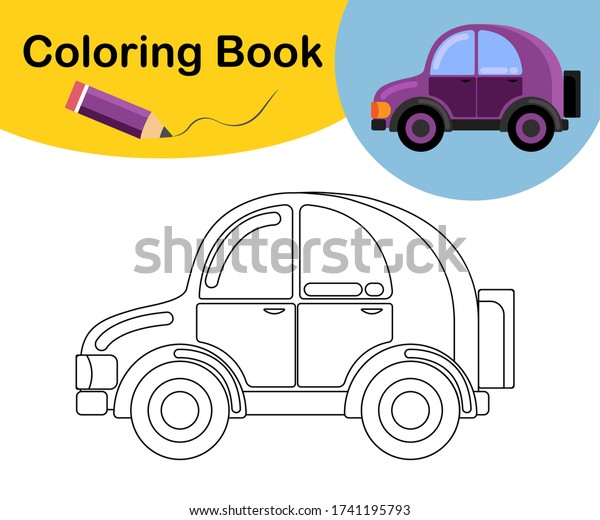 Purple passenger car coloring book children stock vector royalty free