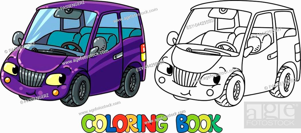 Car coloring book for kids small funny vector cute vehicle with eyes and mouth stock vector vector and low budget royalty free image pic esy