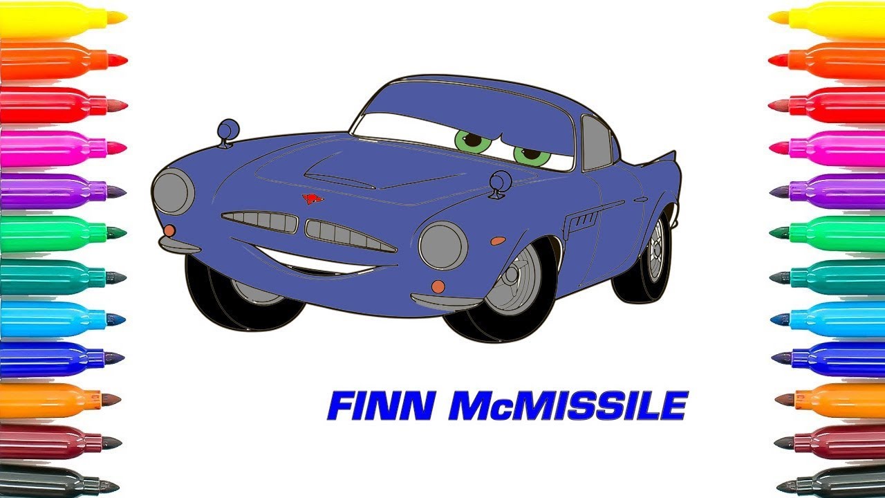 How to paint disney pixar cars finn mcmissile coloring pages for kids learn funny coloring book