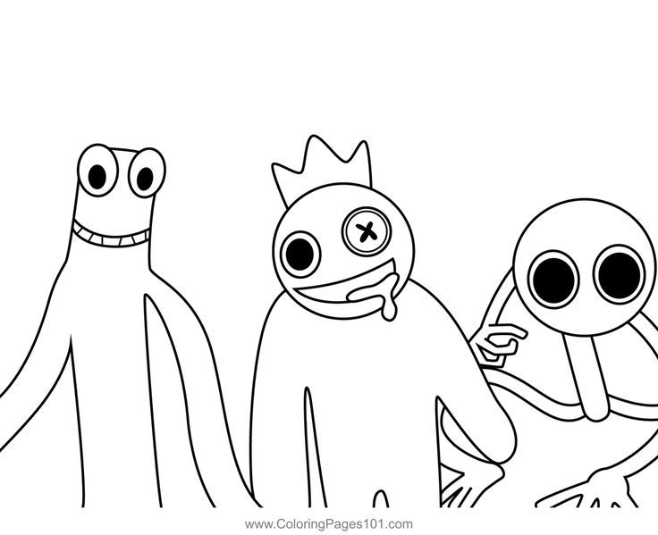 Green blue and purple rainbow friends roblox coloring page coloring pages fnaf coloring pages cute doodles drawings