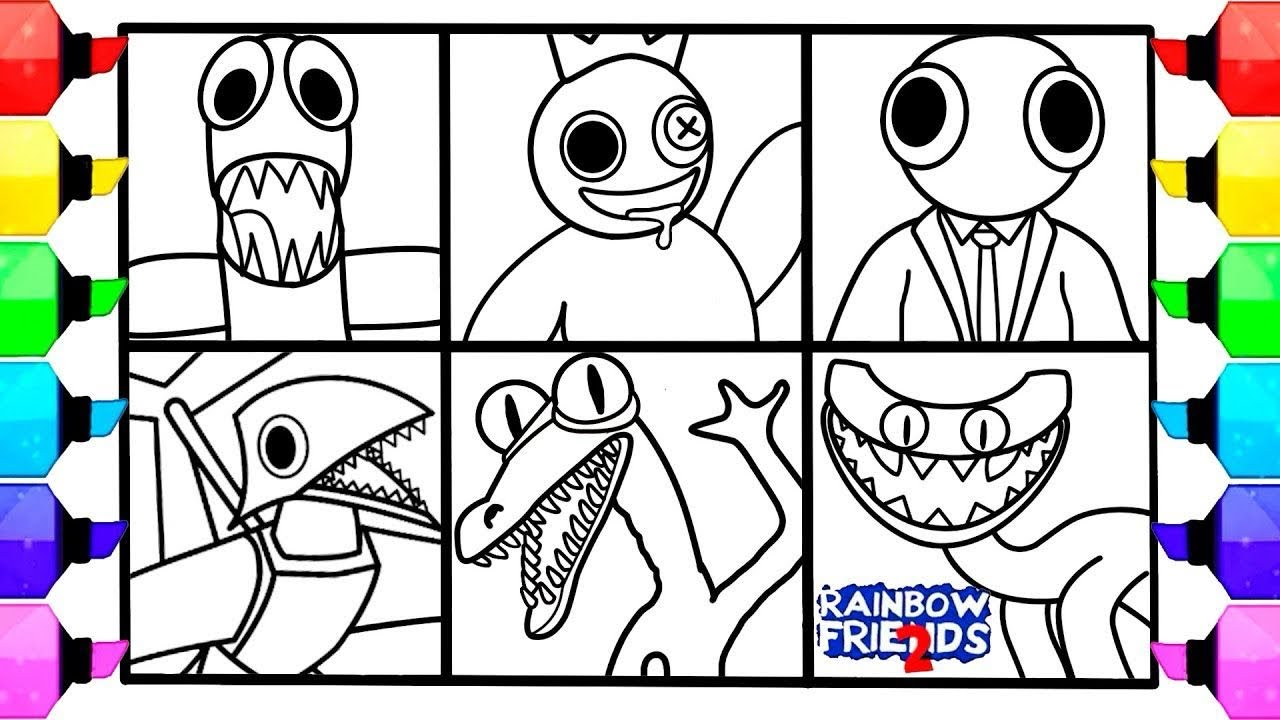 Rainbow friends chapter coloring pages how to color all new monsters from rainbow friends