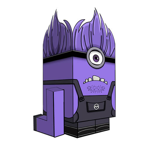 Evil purple minion paper toy free printable papercraft templates