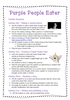 Purple people eater â listen draw write a by naemia tpt