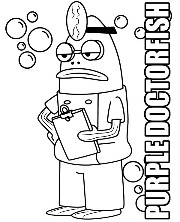 Spongebob doctor coloring page purple doctorfish