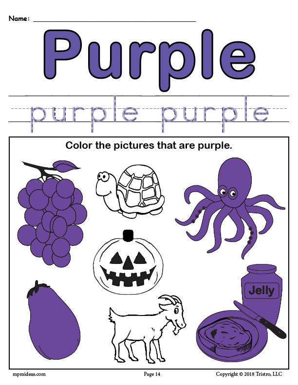 Color purple worksheet â