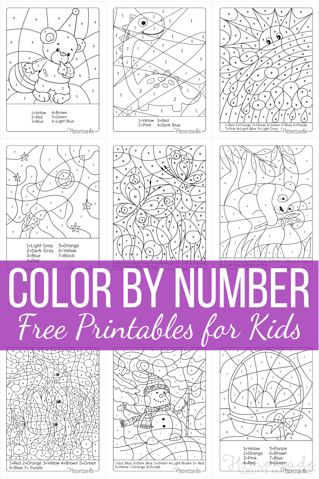 Free color by number printables for kids