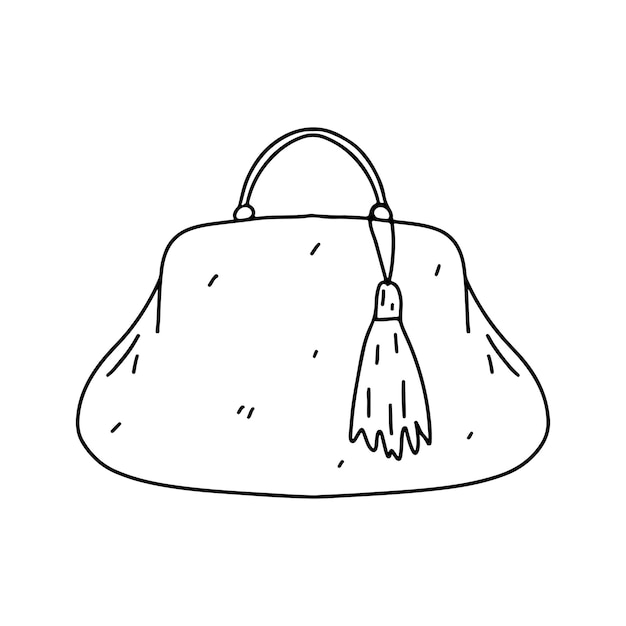 Premium vector woman hand bag hand drawn doodle style vector illustration isolated on white coloring page