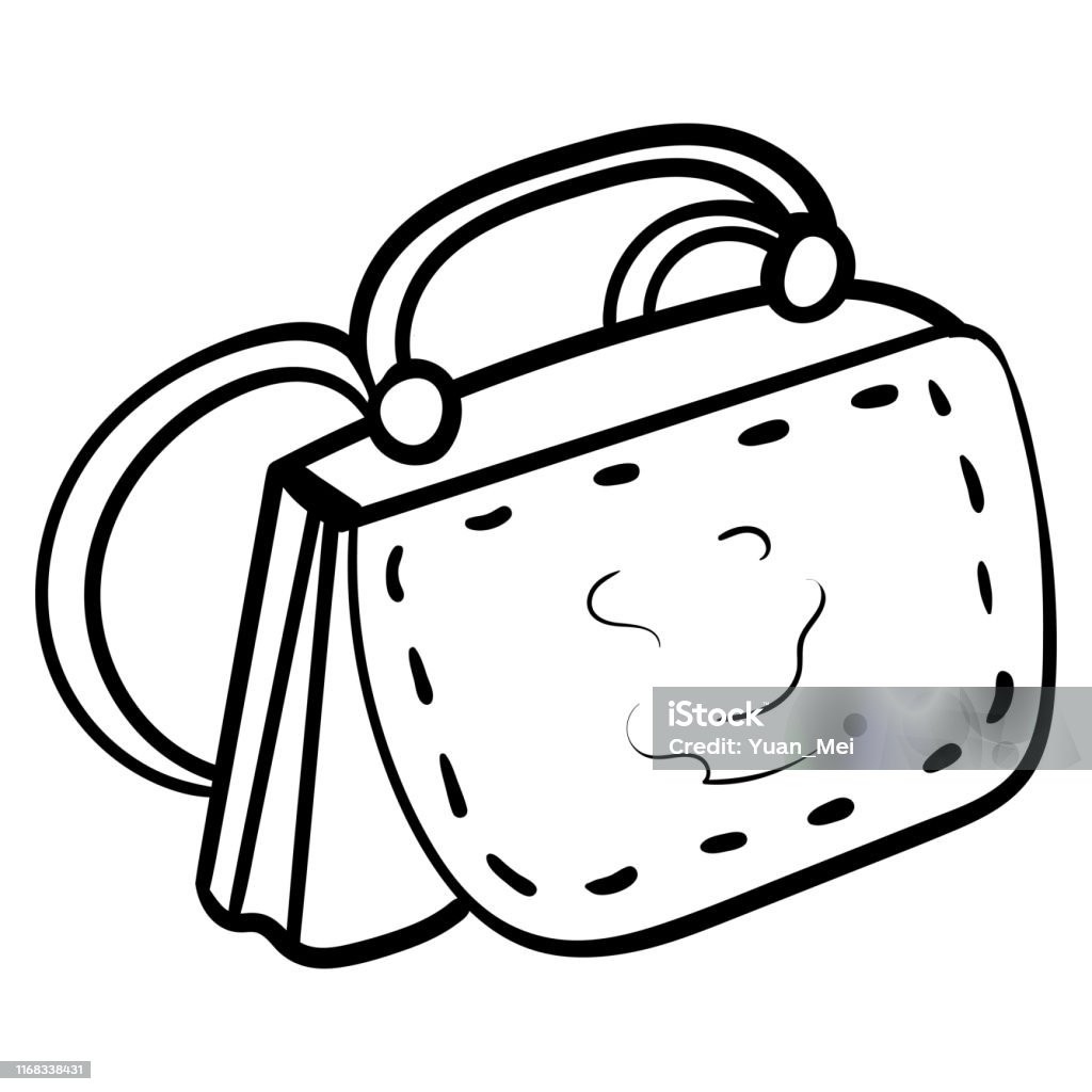 Ladies handbag the perfect accessory to match the dress or costume coloring page or book vector illustration square position vector design vector vector illustration stock illustration