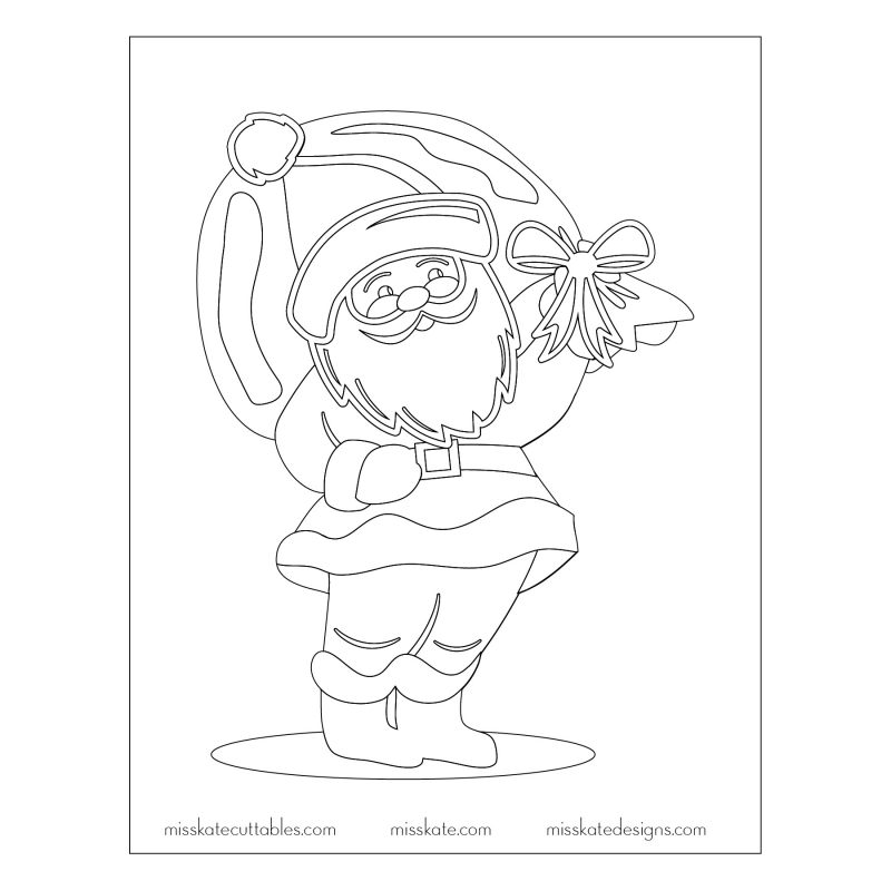 Santa holding bag coloring page svg scrapbook cut file cute clipart files for silhouette cricut pazzles