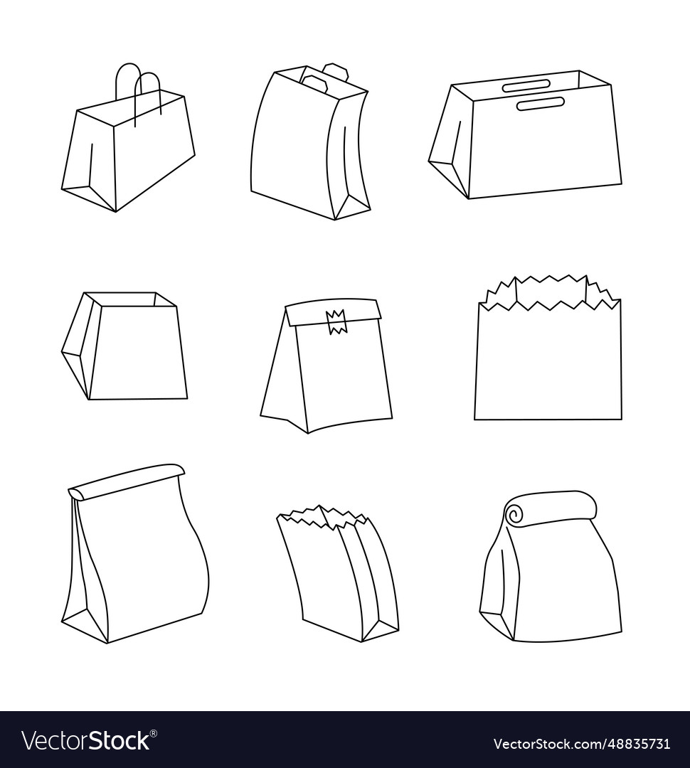 Paper bag coloring page royalty free vector image