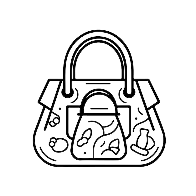 Premium vector sketch hand drawn single line art coloring page bag day