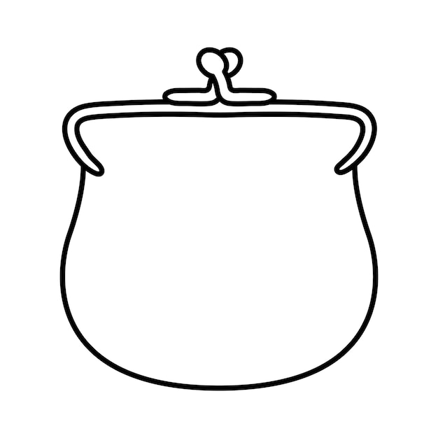 Premium vector vector black and white funny purse with coins cute saint patrick day outline illustration national irish holiday line icon or coloring page isolated on white background