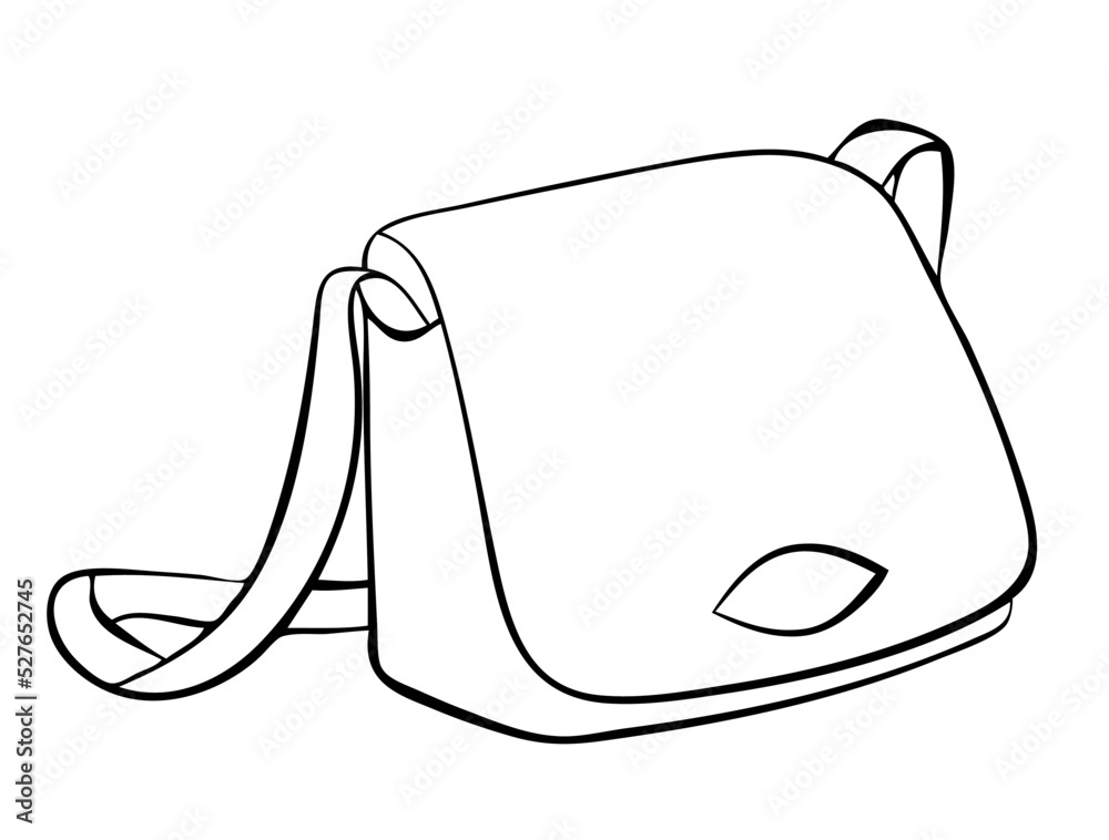 Womans bag element for coloring page cartoon style vector