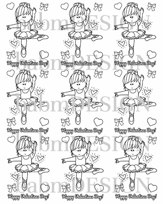 Valentine mini coloring sheet ballerina coloring sheet valentine goodie bag mini coloring sheet valentine ballerina color sheet