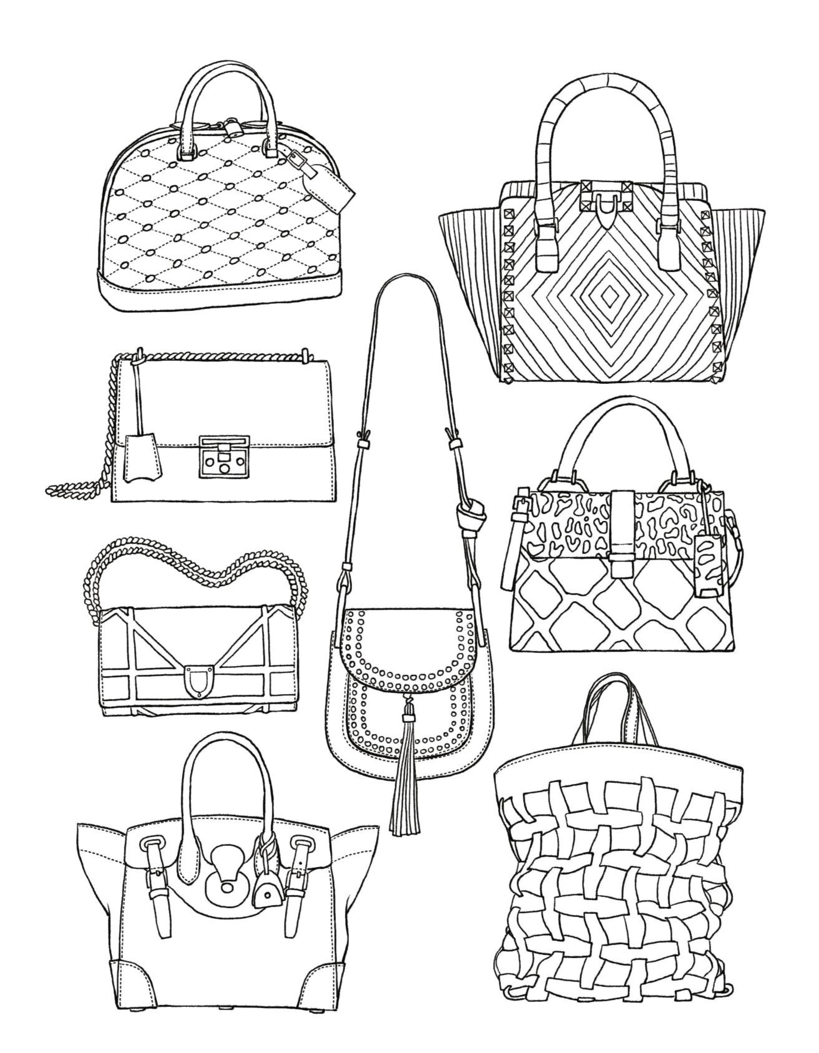 Fashion colouring book handbag