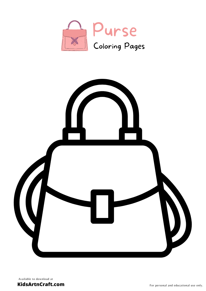 Purse coloring pages for kids â free printable