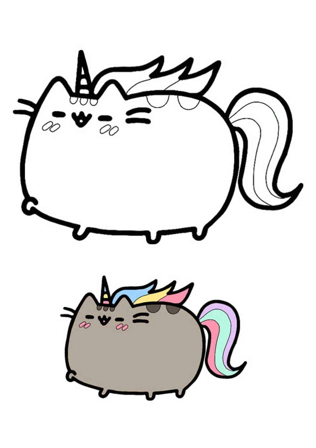 Pusheen unicorn coloring pages