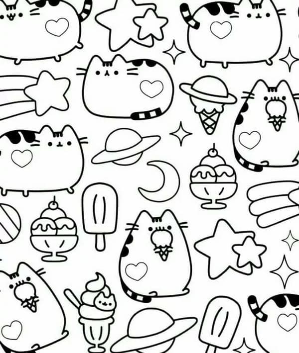 Pusheen printable coloring page