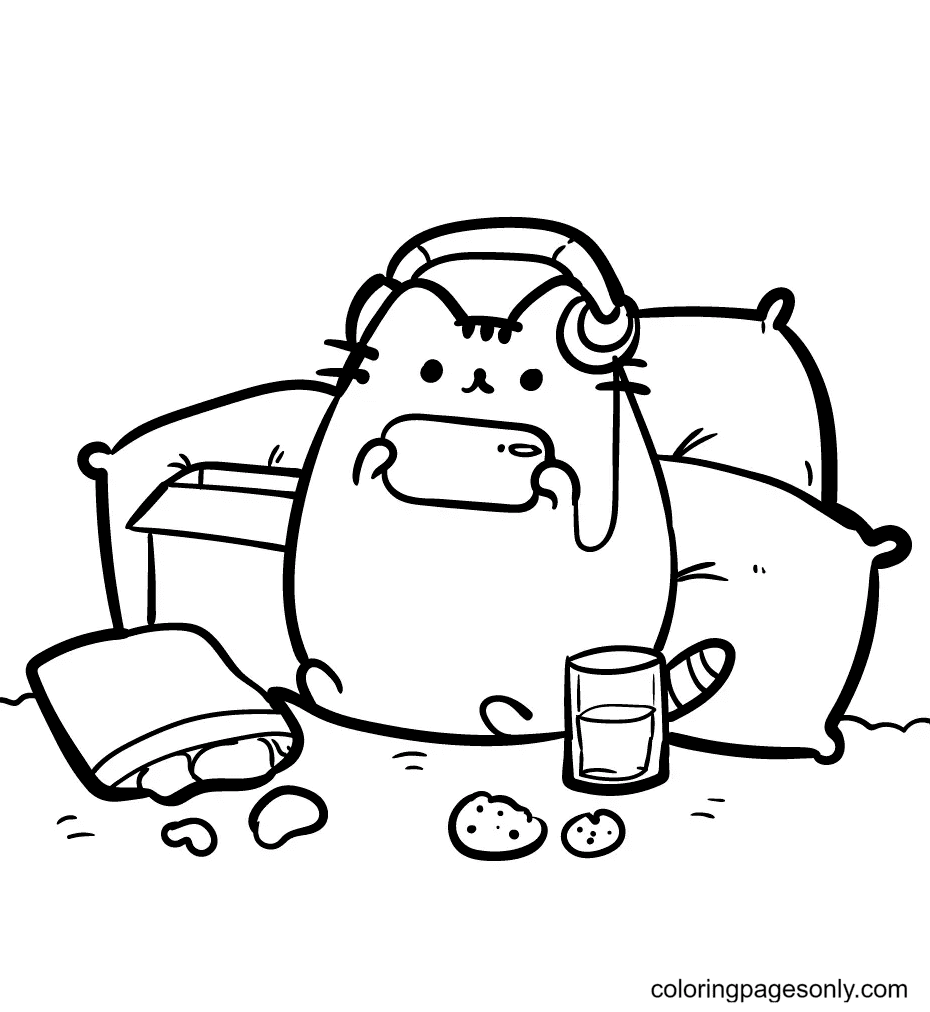 Pusheen coloring pages printable for free download