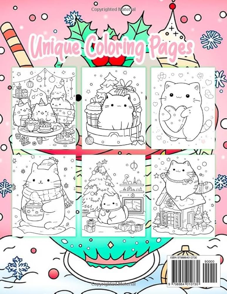 Anime coloring book kawaii cats christmas cute christmas cats coloring book