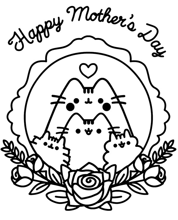 Pusheen coloring page for mothers day