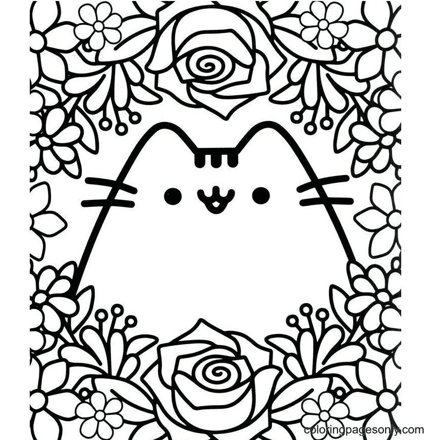 Pusheen coloring pages printable for free download