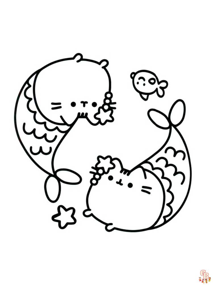 Pusheen coloring pages free printable