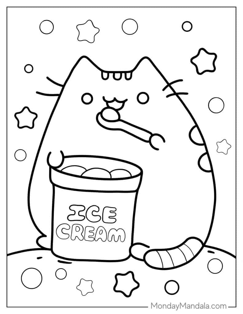Pusheen coloring pages free pdf printables
