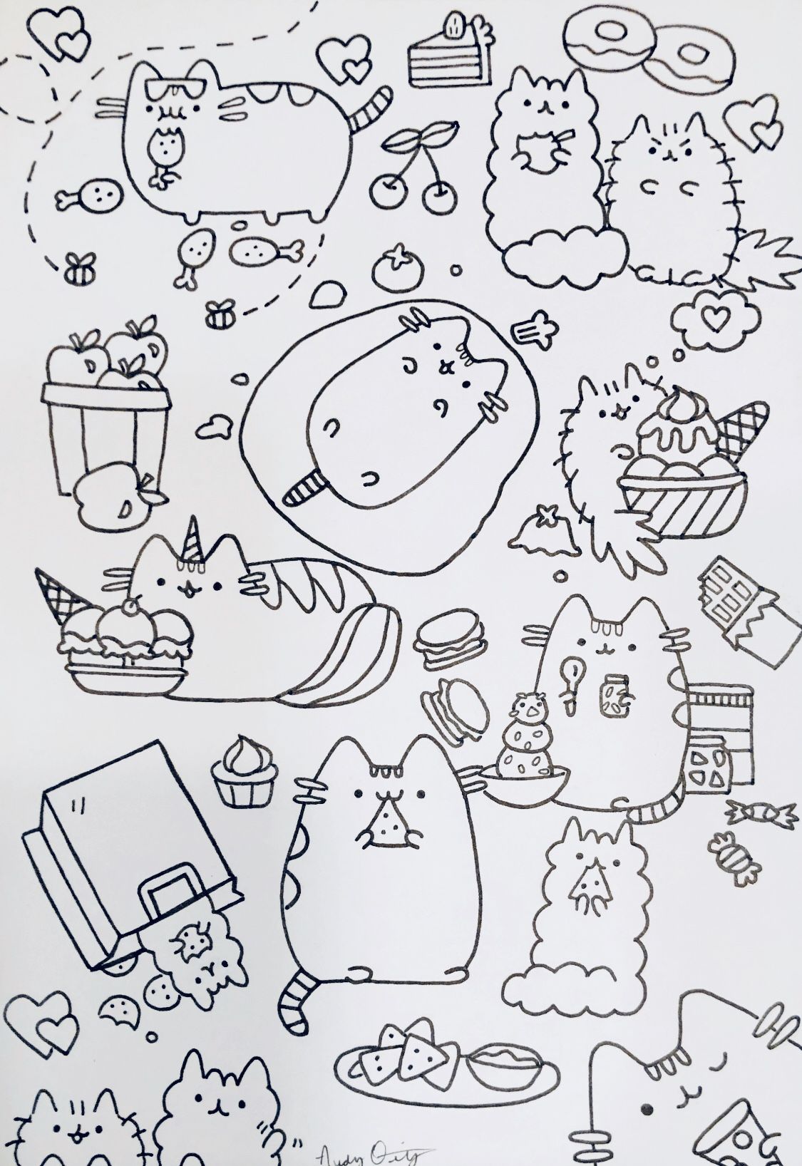 Food pusheensð pusheen coloring pages cute coloring pages hello kitty colouring pages