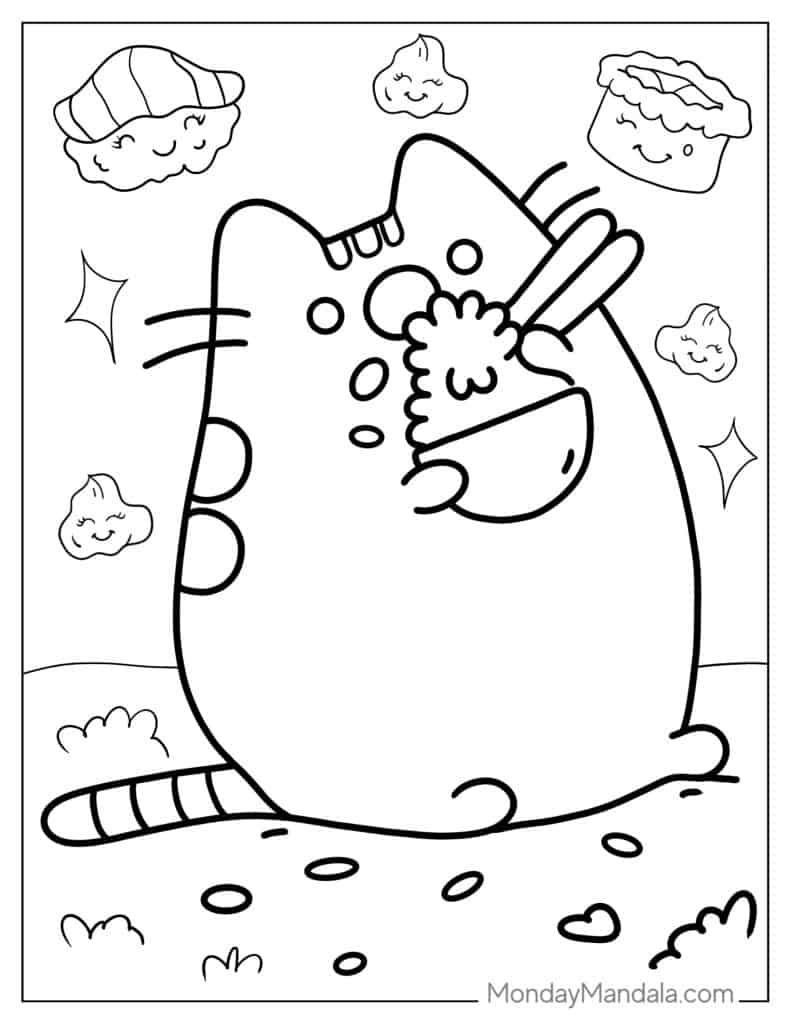 Pusheen coloring pages free pdf printables