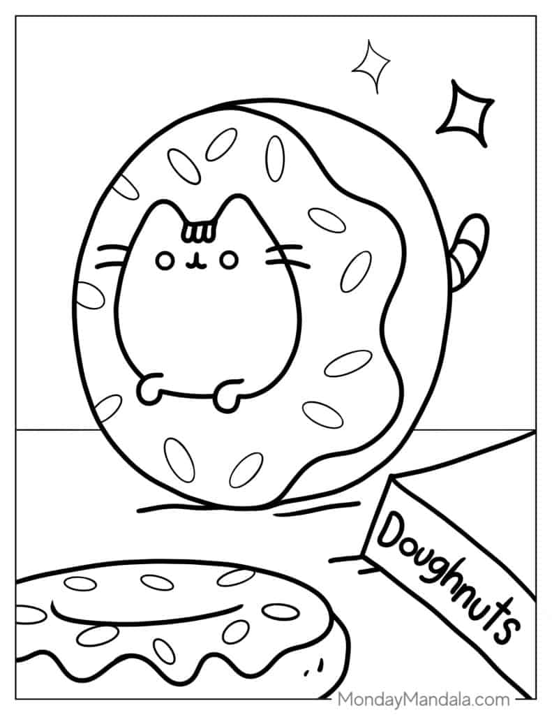 Pusheen coloring pages free pdf printables