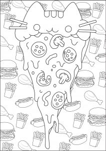 Pusheen coloring pages for adults kids