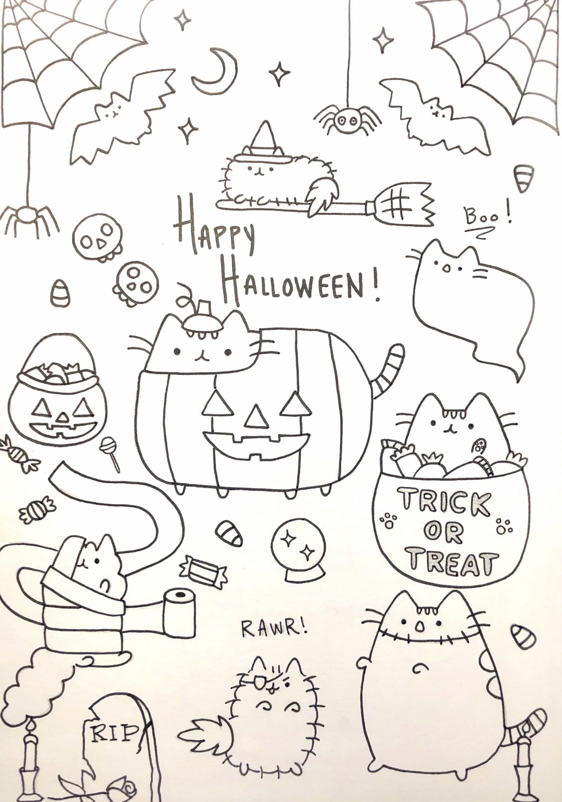 Halloween sheens coloring page pusheen coloring pages cute coloring pages halloween coloring pages