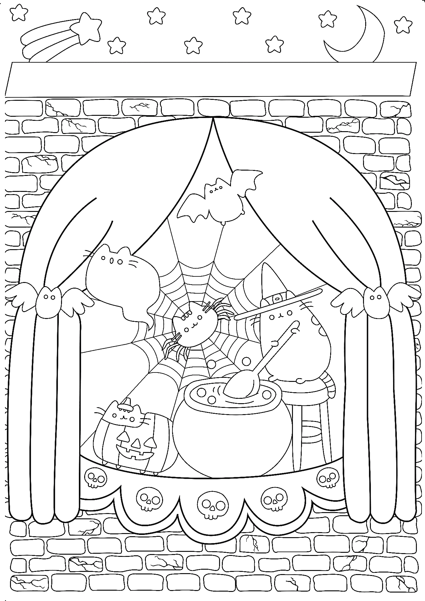 Pusheen coloring for adults donut halloween coloring page