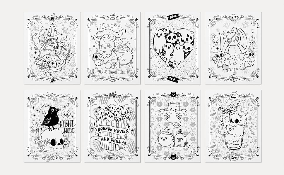 Creepy but cute pastel goth kawaii coloring book creepy kawaii spooky adorable horror coloring pages for adults for stress relief and relaxation todinca andreea books
