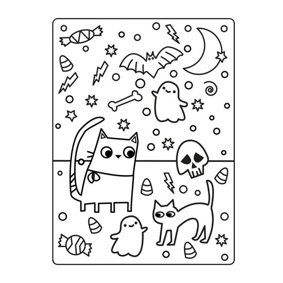Halloween coloring book pages kids adults digital download printable and reusable