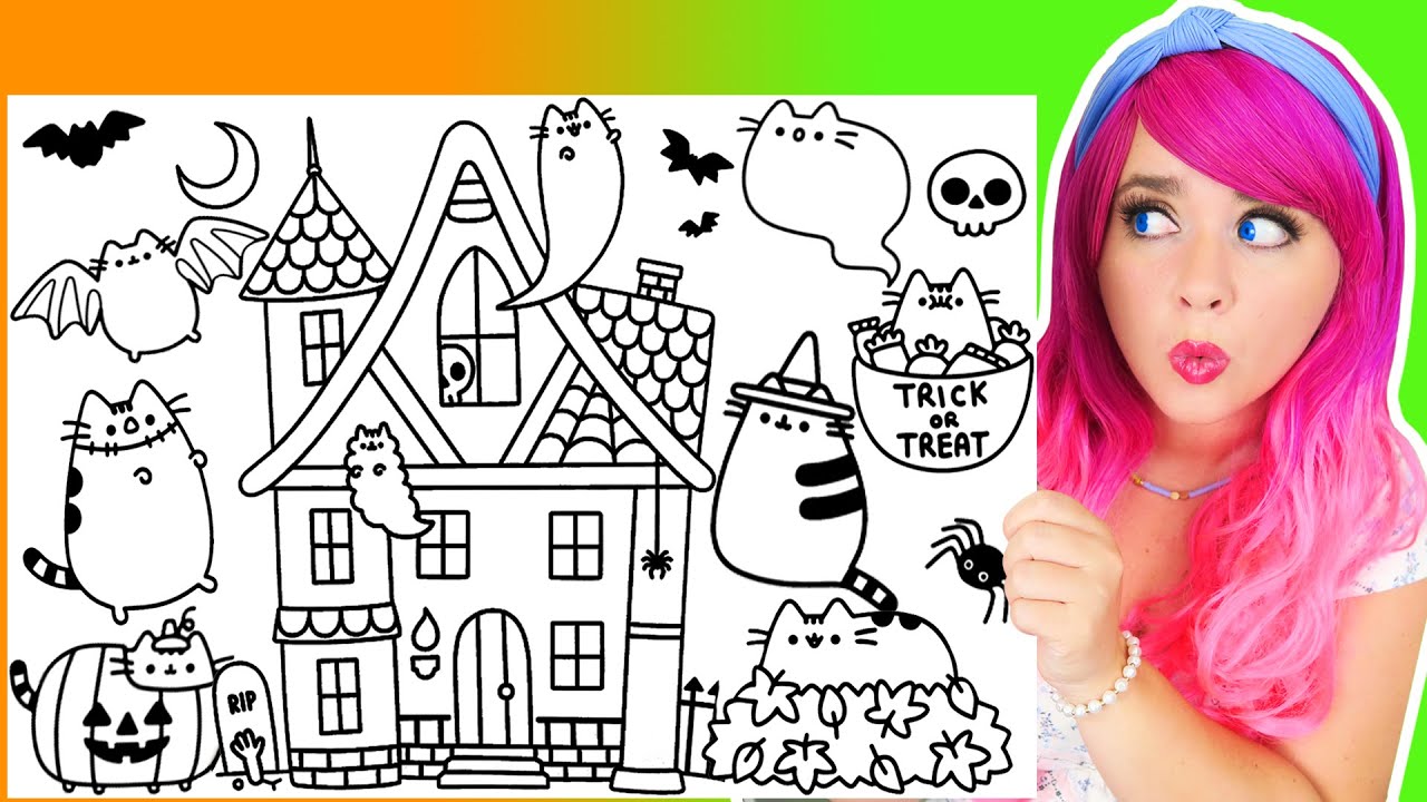 Coloring pusheen cat halloween autun coloring pages prisacolor arkers