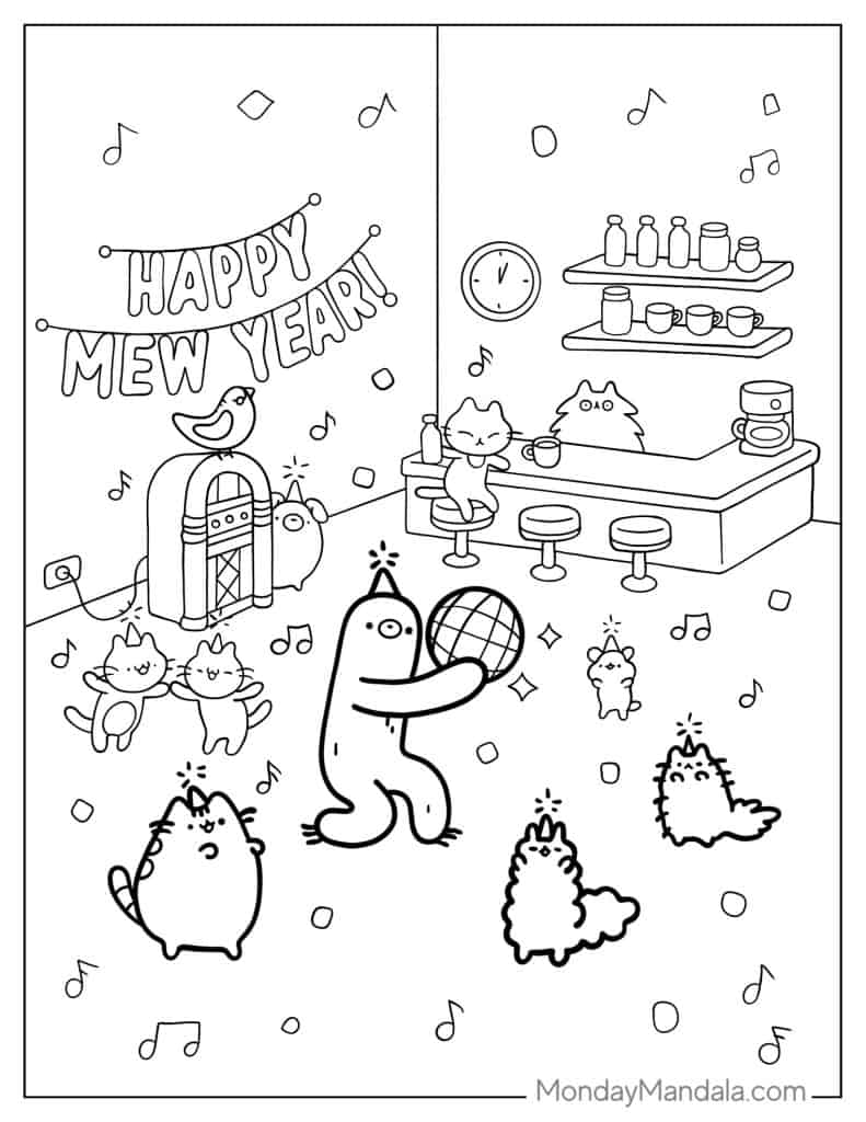 Pusheen coloring pages free pdf printables