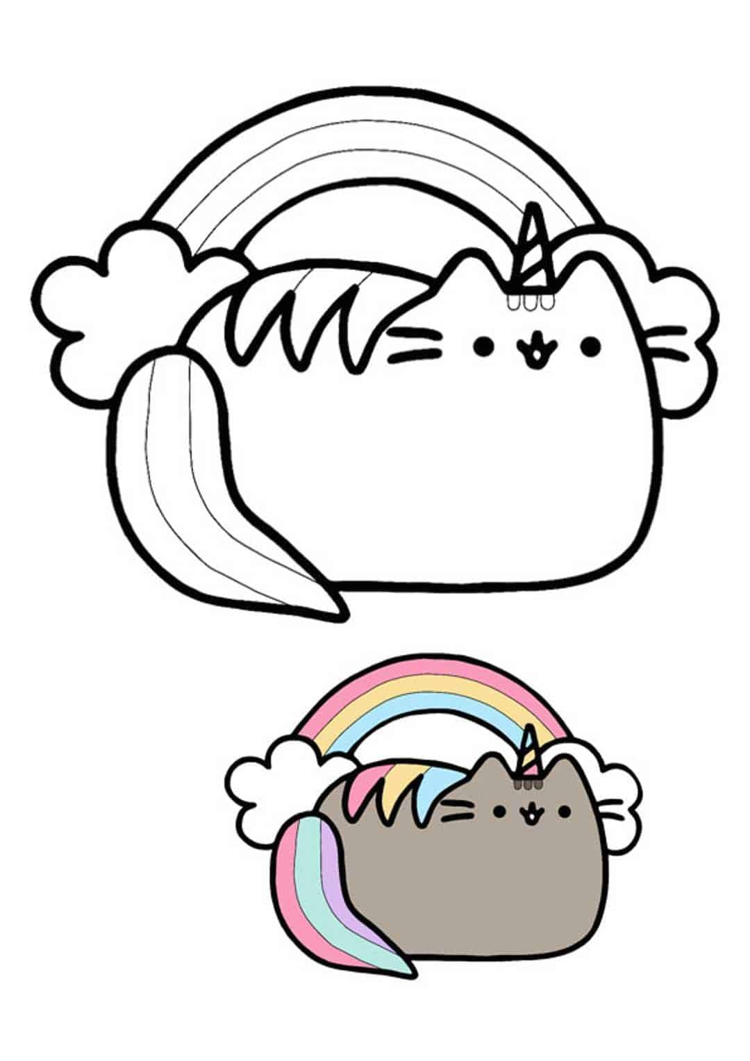 Pusheen unicorn coloring pages
