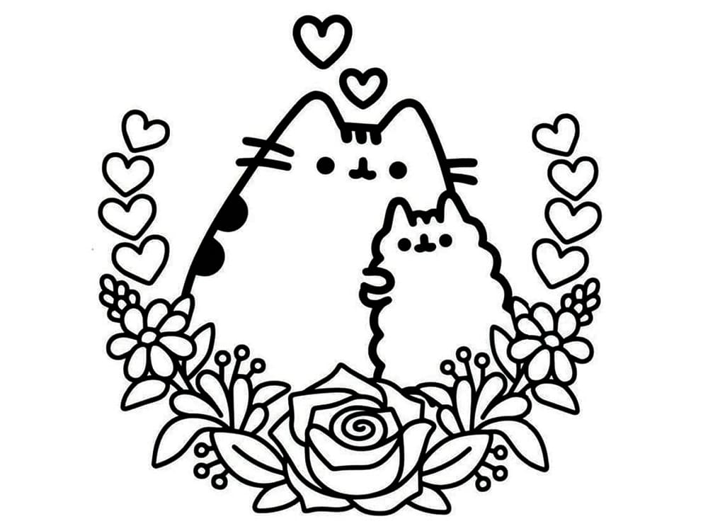 Pusheen and stormy coloring page