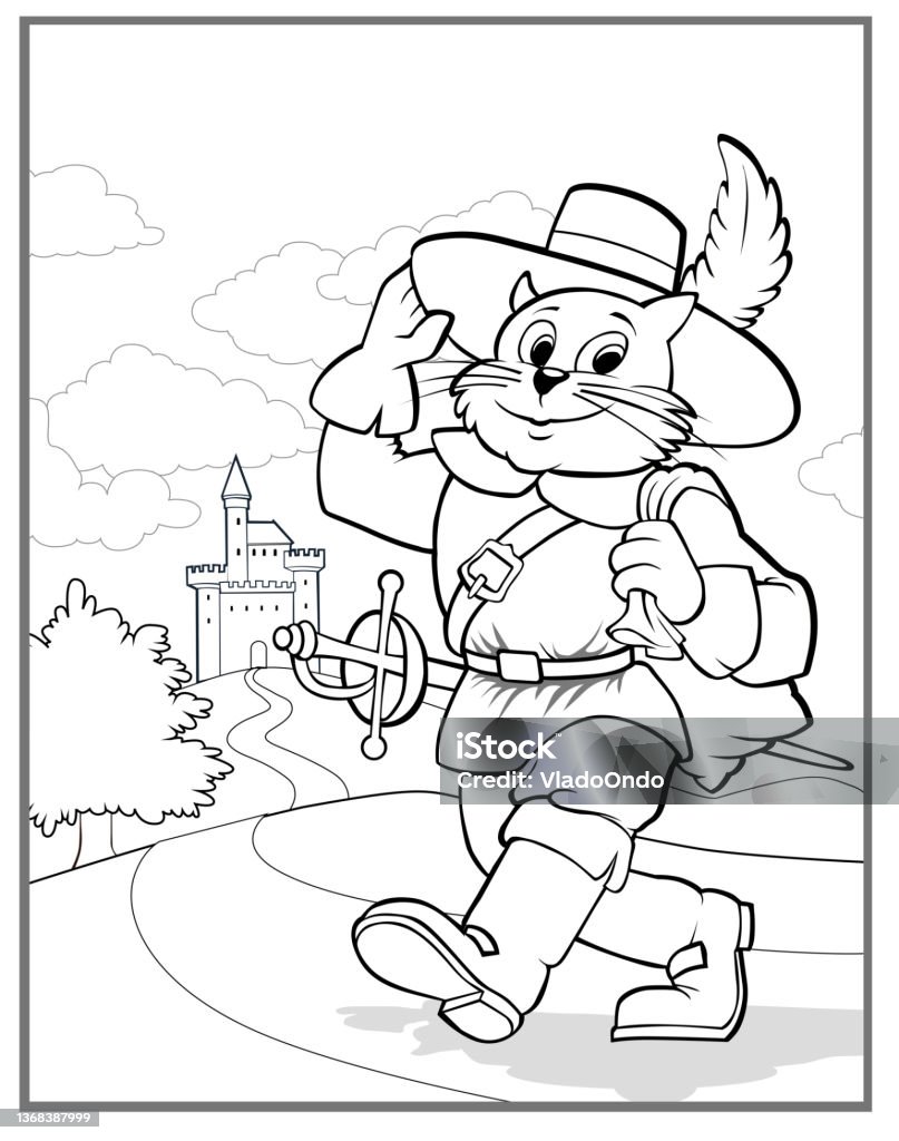 Puss in boots coloring stock illustration stock illustration