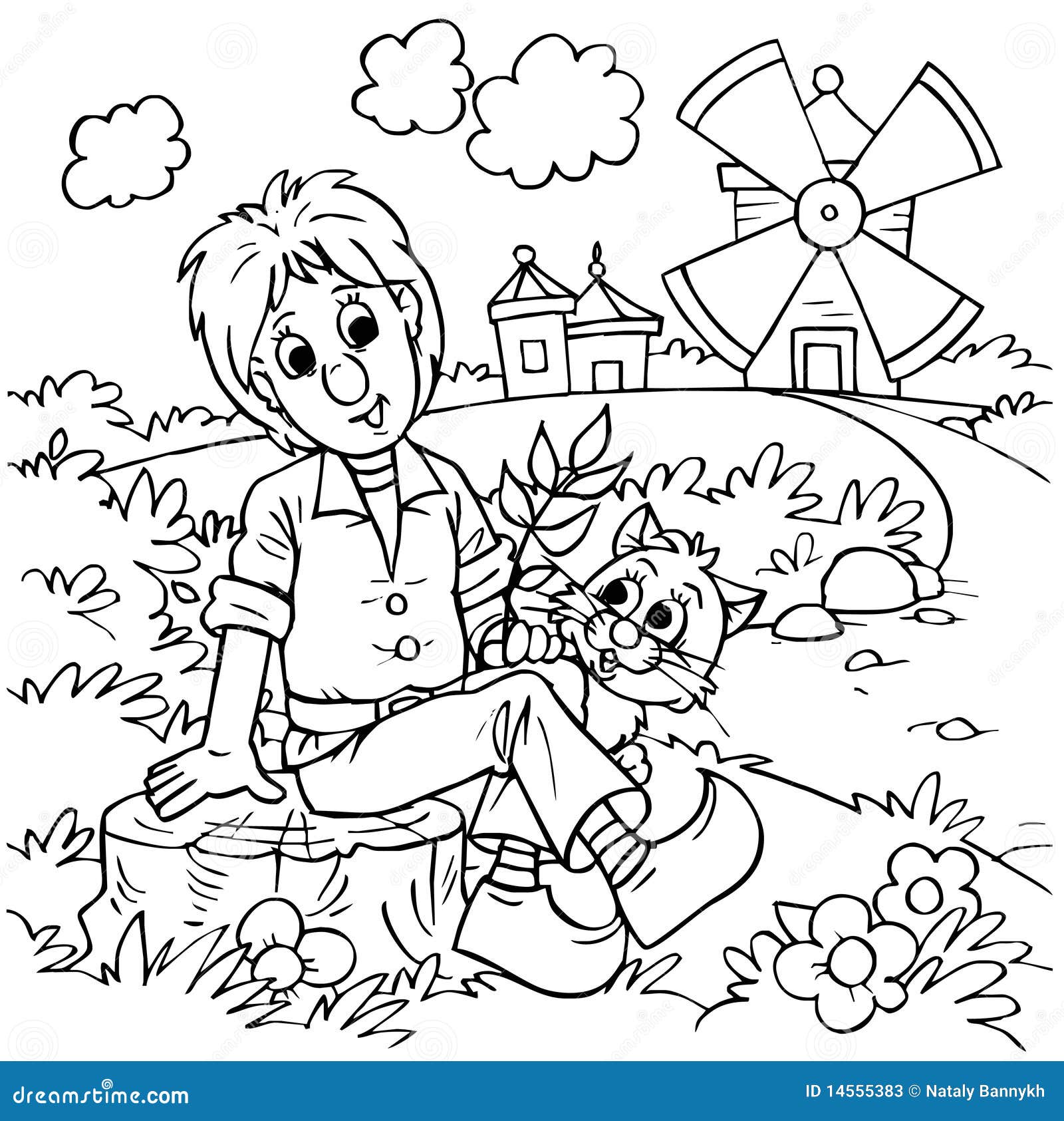Puss in boots and his owner stock illustration