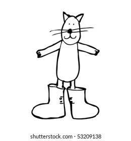 Childs drawing puss boots stock vector royalty free